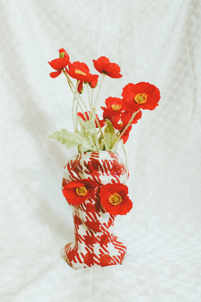 David Deux Fois Vase - Red Gingham